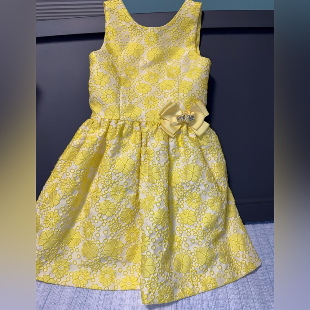 Yellow Floral Embroidered Dress